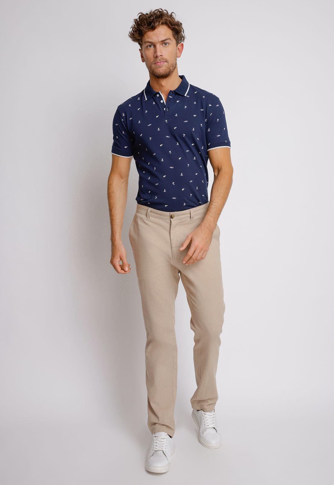 Pantalón hombre lino Tabaco-3