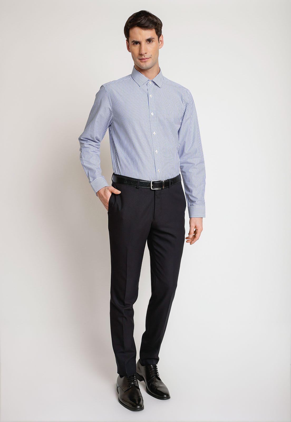 Camisa Hombre Formal (Easy Care) Aldogón Azul-3