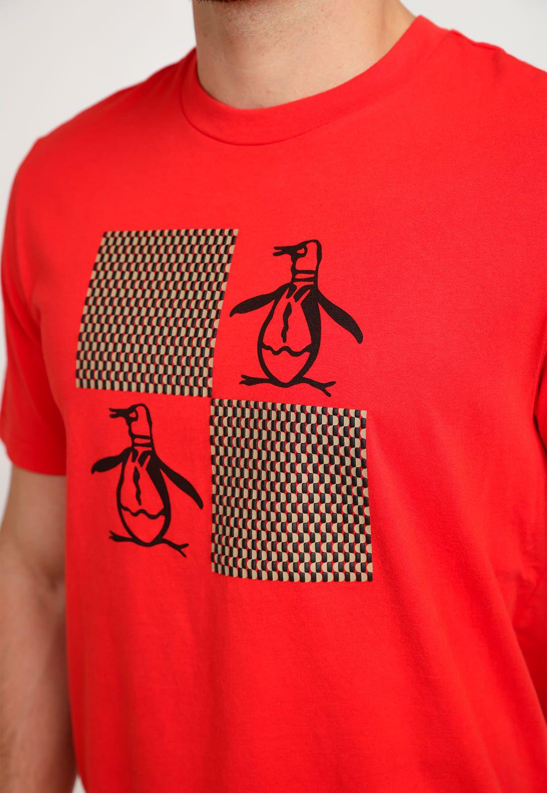 Polera De Hombre Algodón Estampado Rojo-2