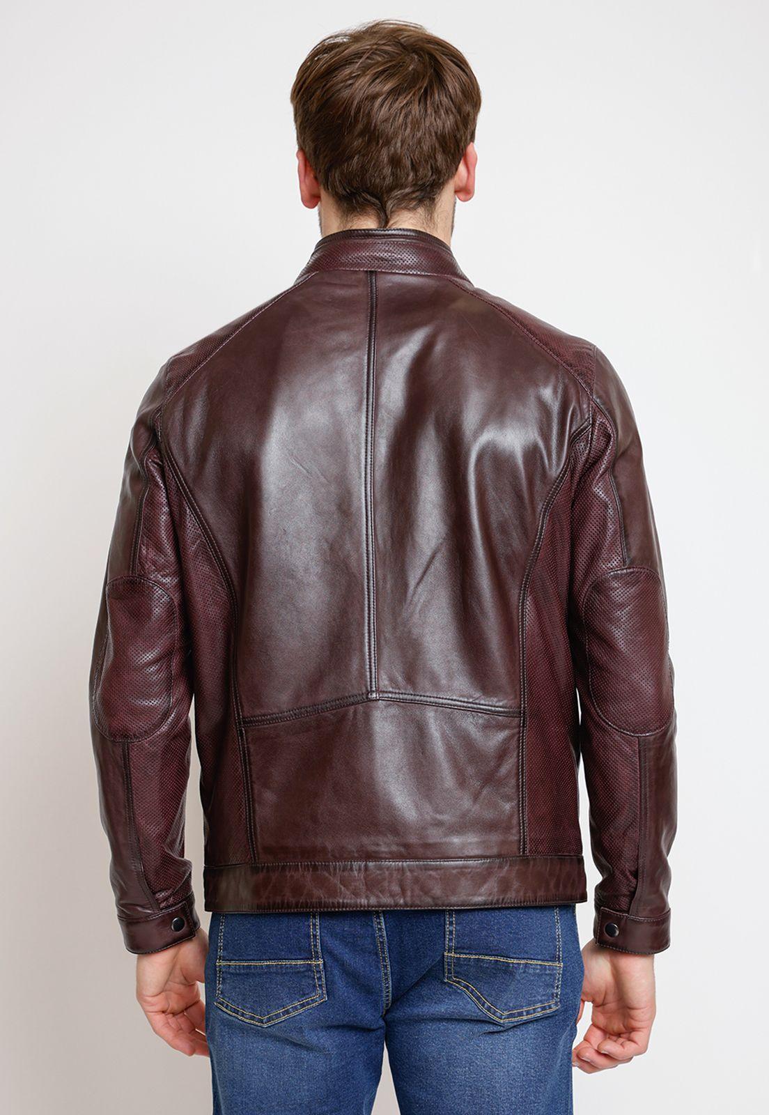 Chaqueta de cuero hombre burdeo-1