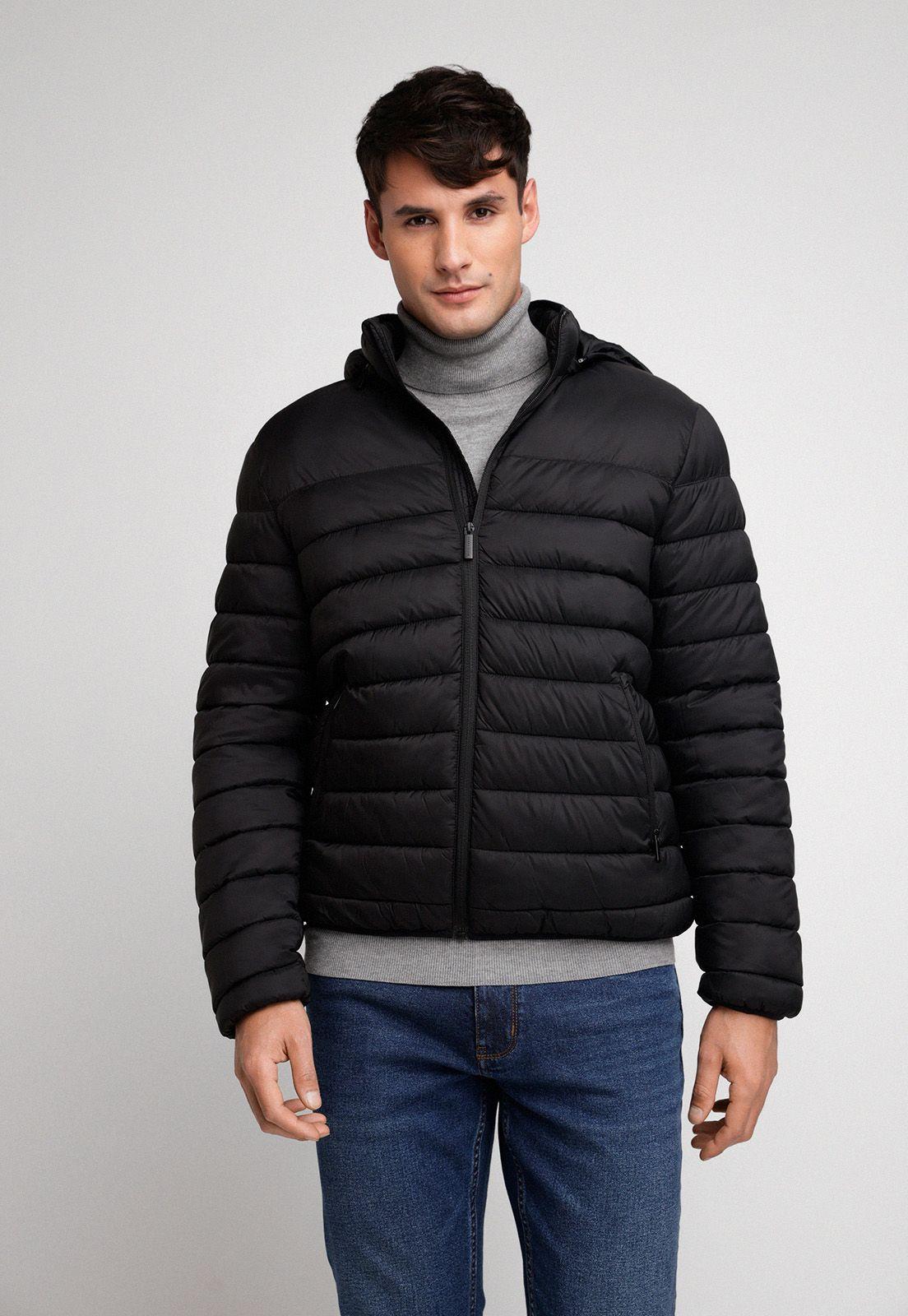 Parka Ligera Acolchada Negra Perry Ellis-0