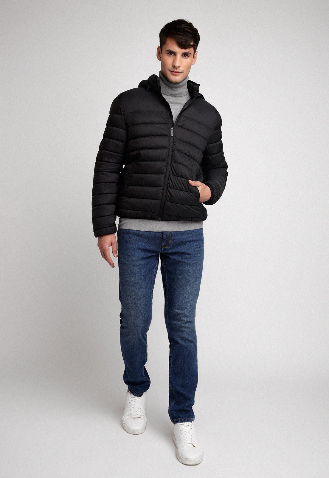 Parka Ligera Acolchada Negra Perry Ellis-3