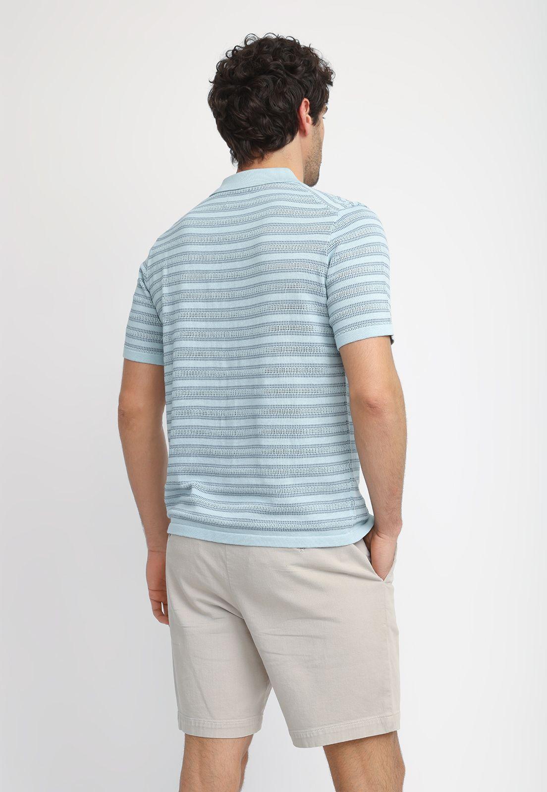 Camisa Hombre Manga Corta Knit Verde Agua 4KMG7202-1