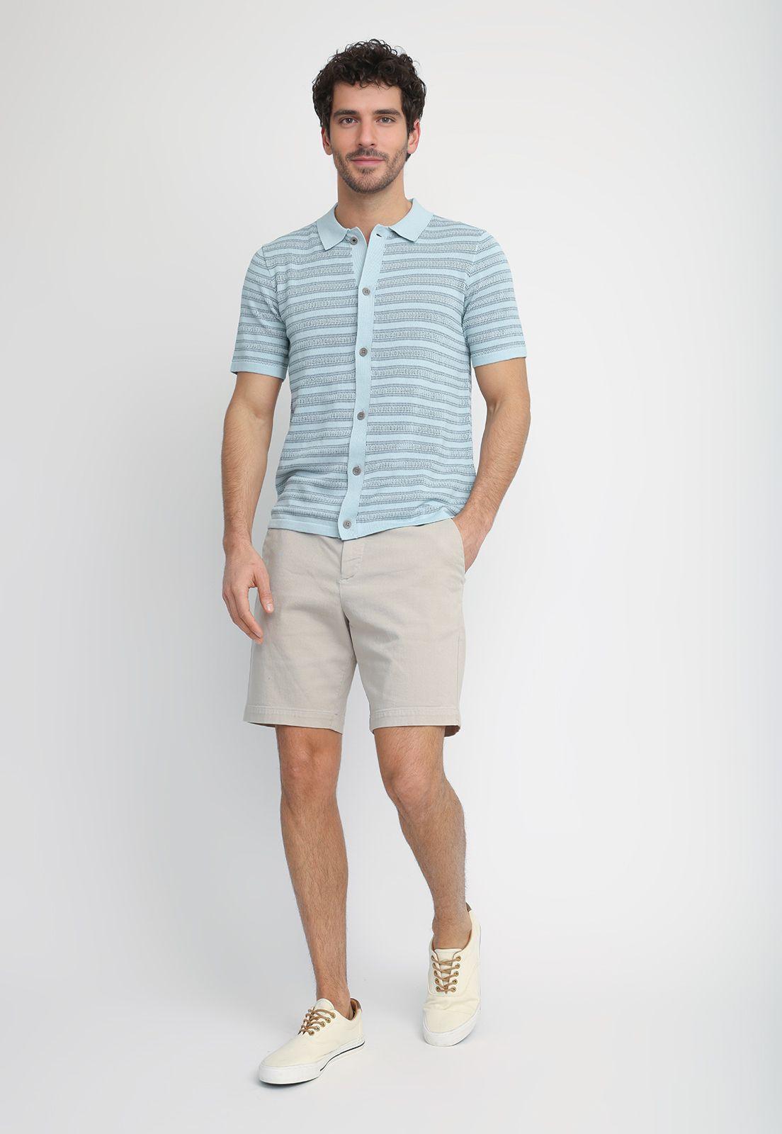 Camisa Hombre Manga Corta Knit Verde Agua 4KMG7202-2