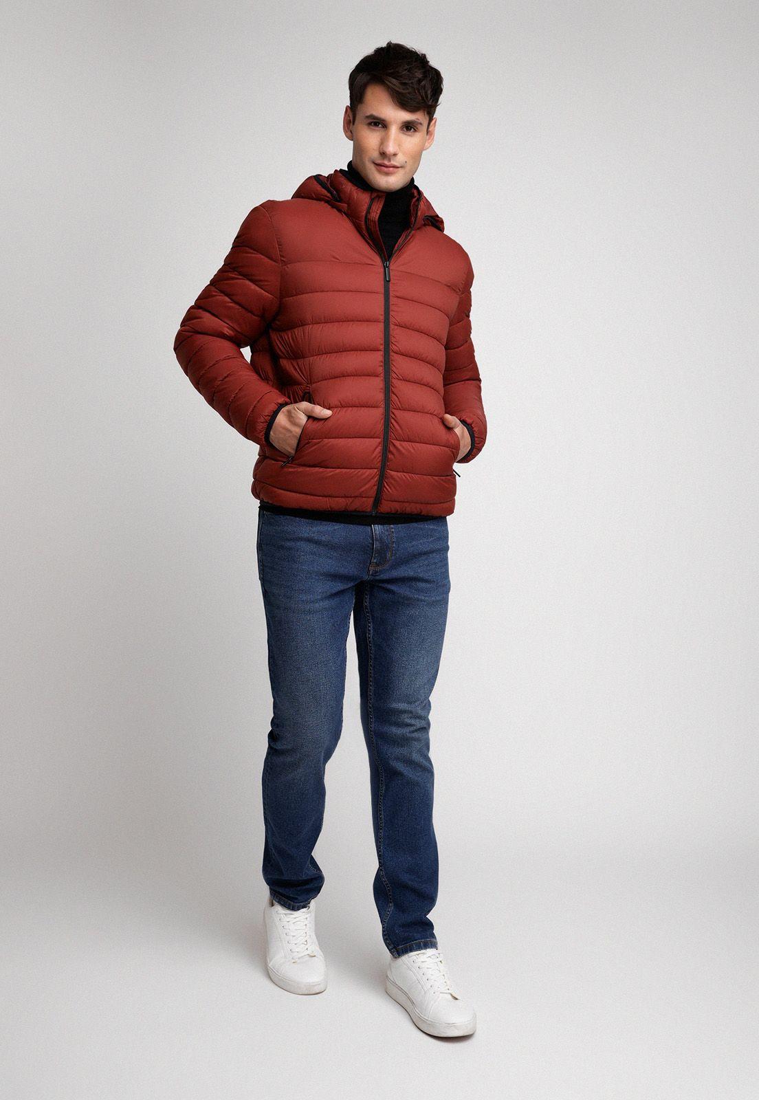 Parka Hombre Manga Larga Acolchada Ladrillo-3