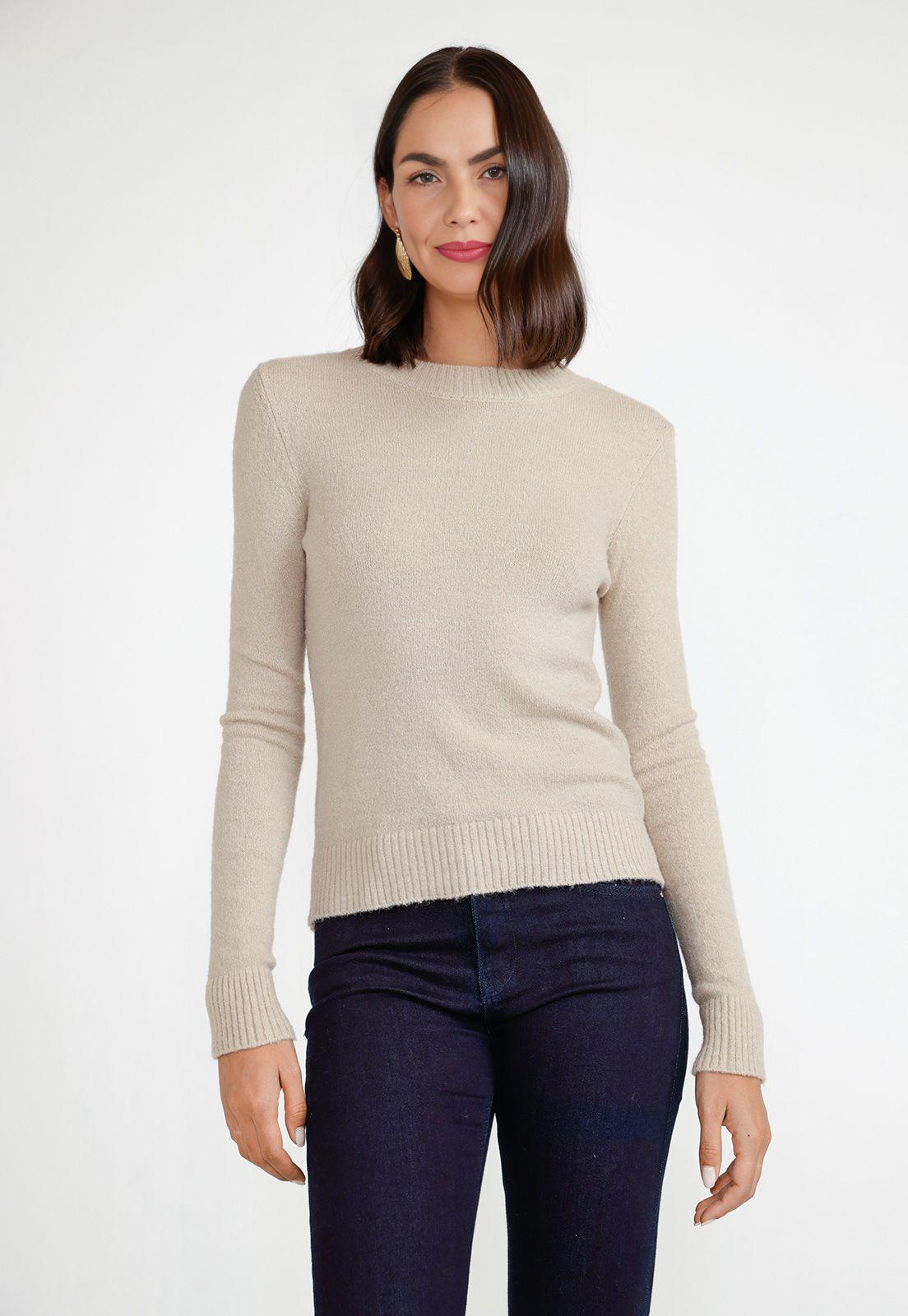 Sweater Mujer Acrílico Beige-0