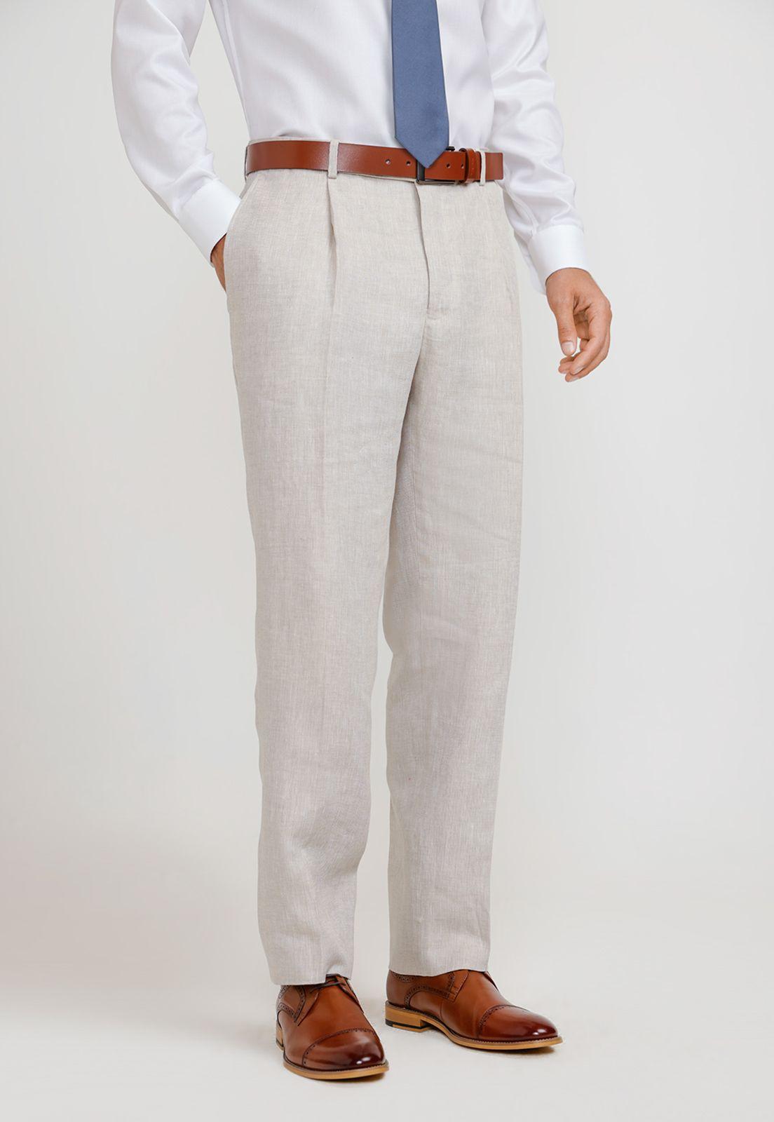 Pantalón Hombre Formal Lino Mix&Color Beige-0