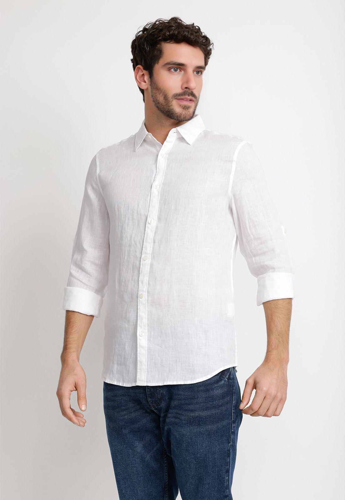 Camisa Hombre Casual Lino Blanca W3025 4AHW3025-0