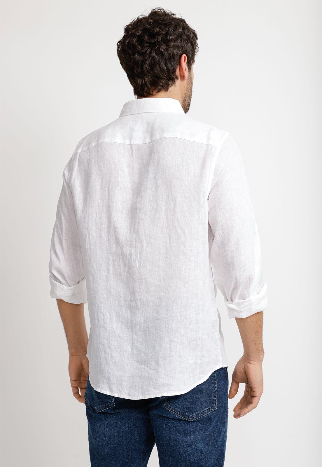 Camisa Hombre Casual Lino Blanca W3025 4AHW3025-1