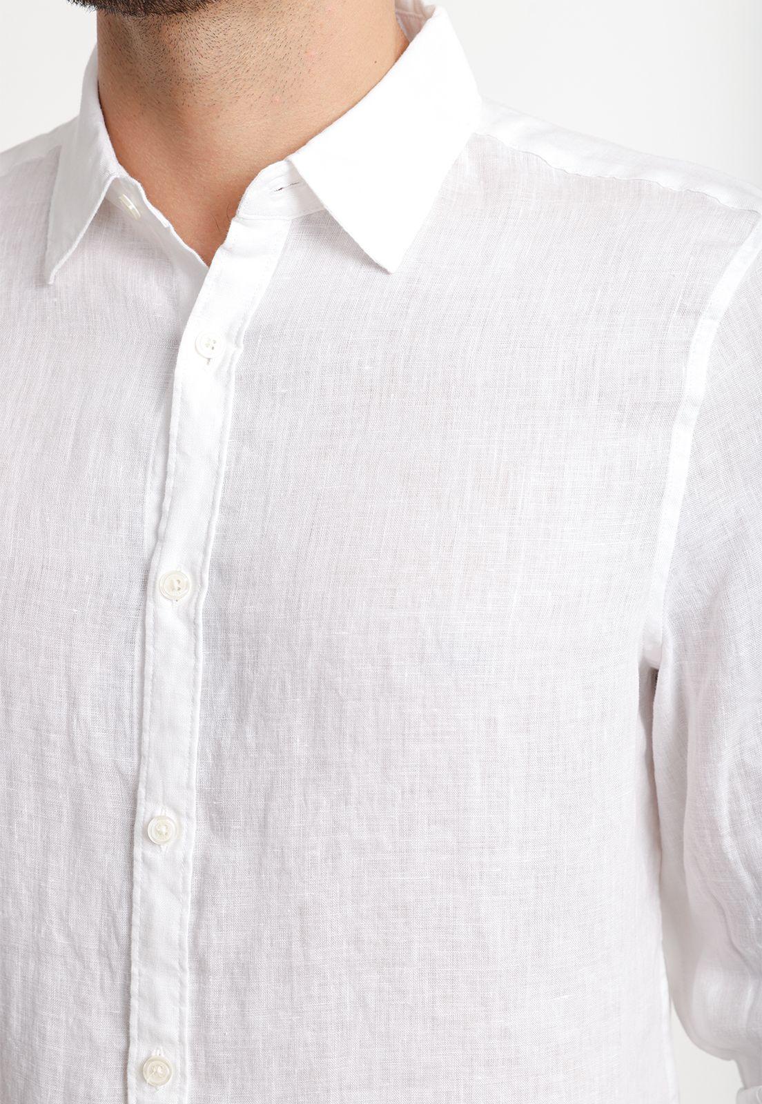 Camisa Hombre Casual Lino Blanca W3025 4AHW3025-2