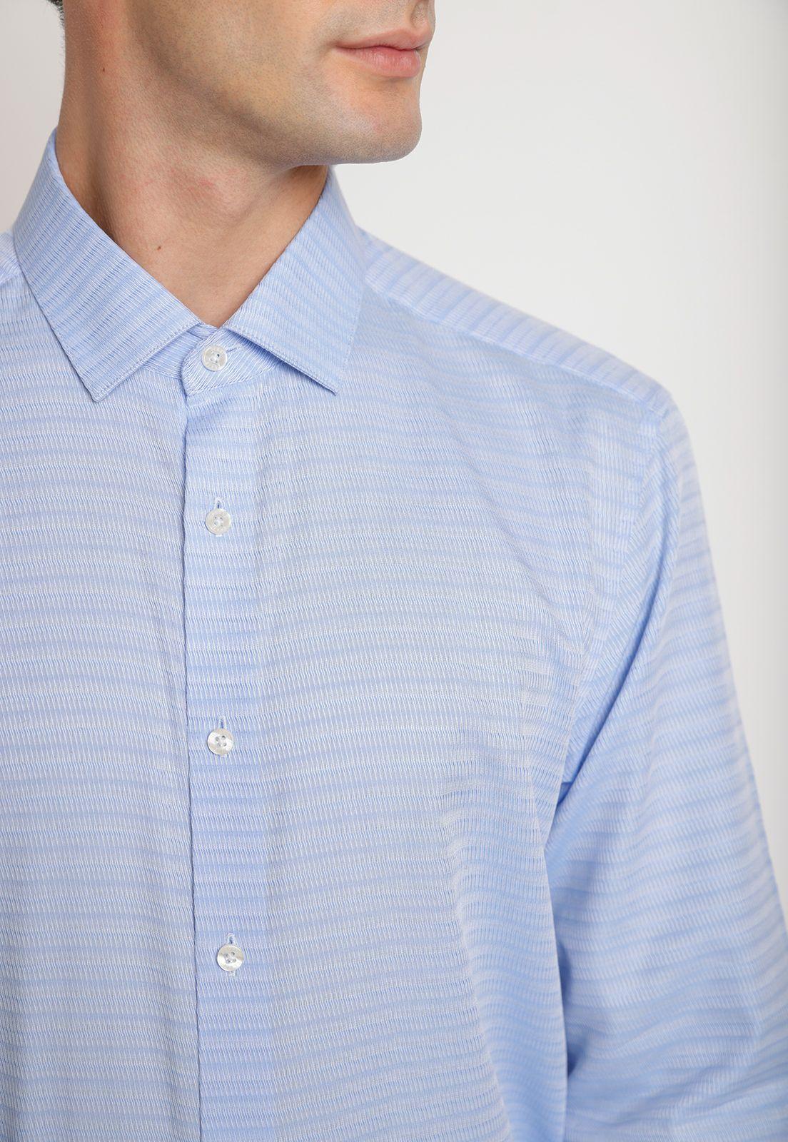 Camisa Hombre Formal (Easy Care) Algodón Dobby Celeste-2