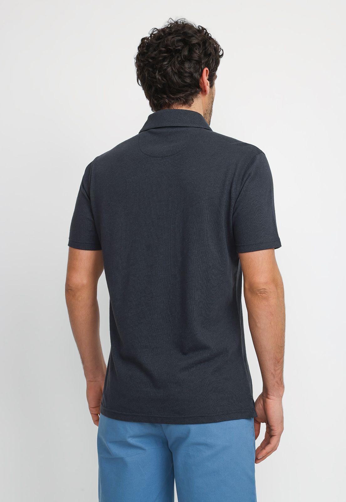 Polera Polo Lino Algodón Morrís Azul Marino-1