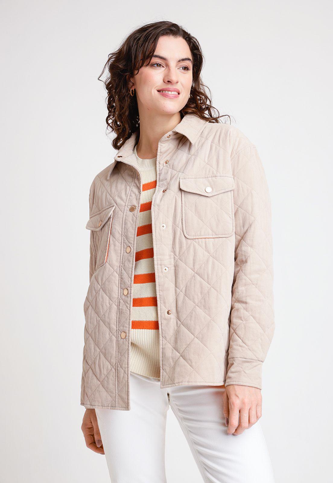 Chaqueta de Mujer Modelo Suki Cotelé Color Beige-0