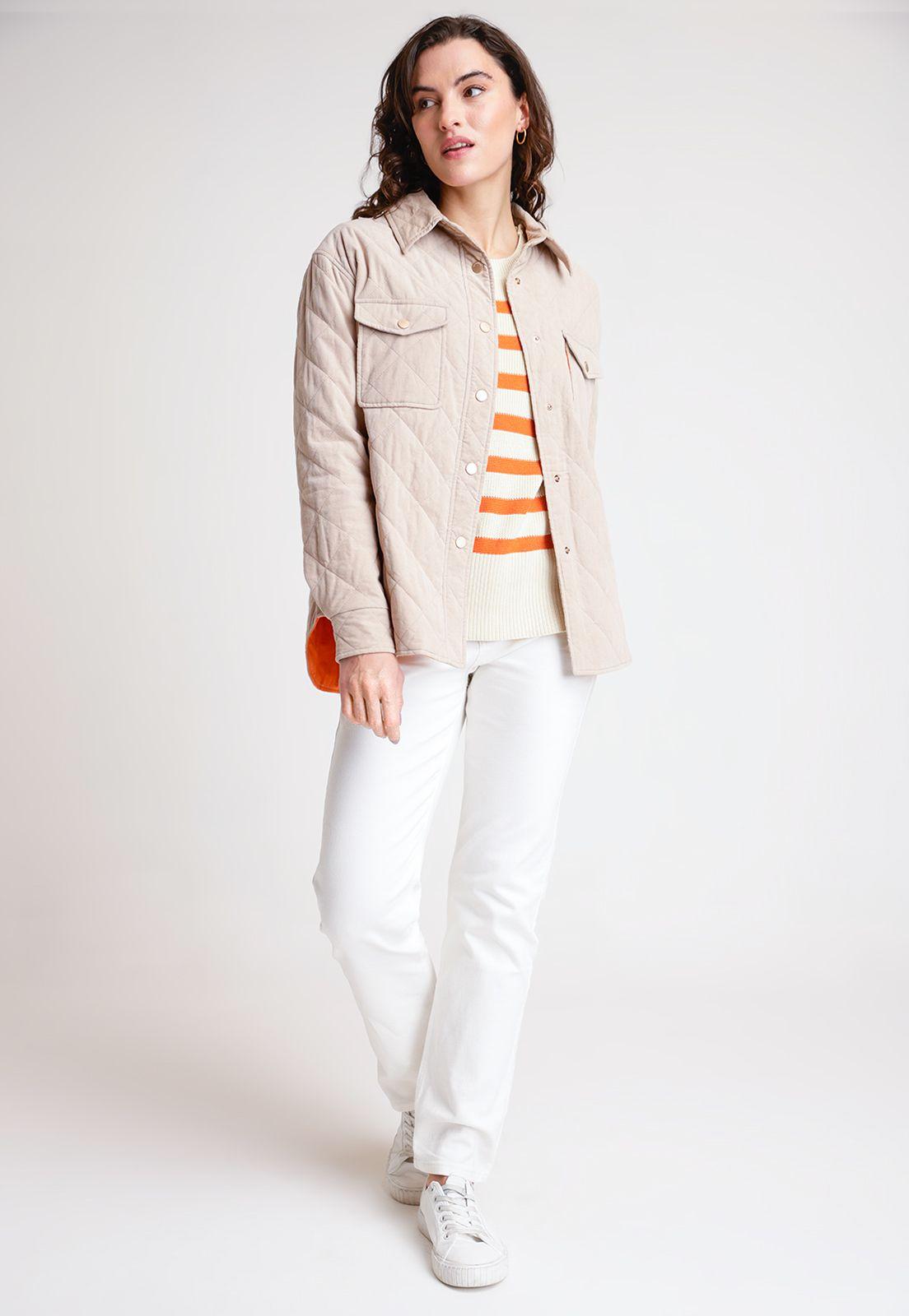 Chaqueta de Mujer Modelo Suki Cotelé Color Beige-3