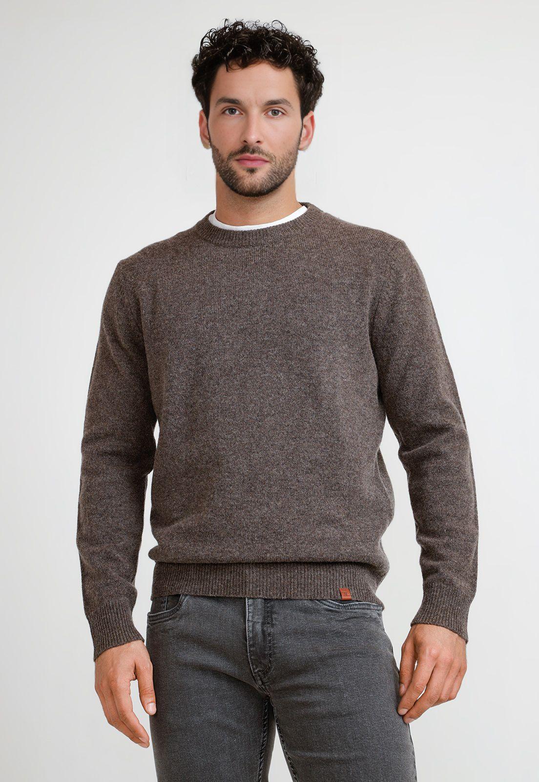 Sweater Hombre Cuello C Peter Café-0
