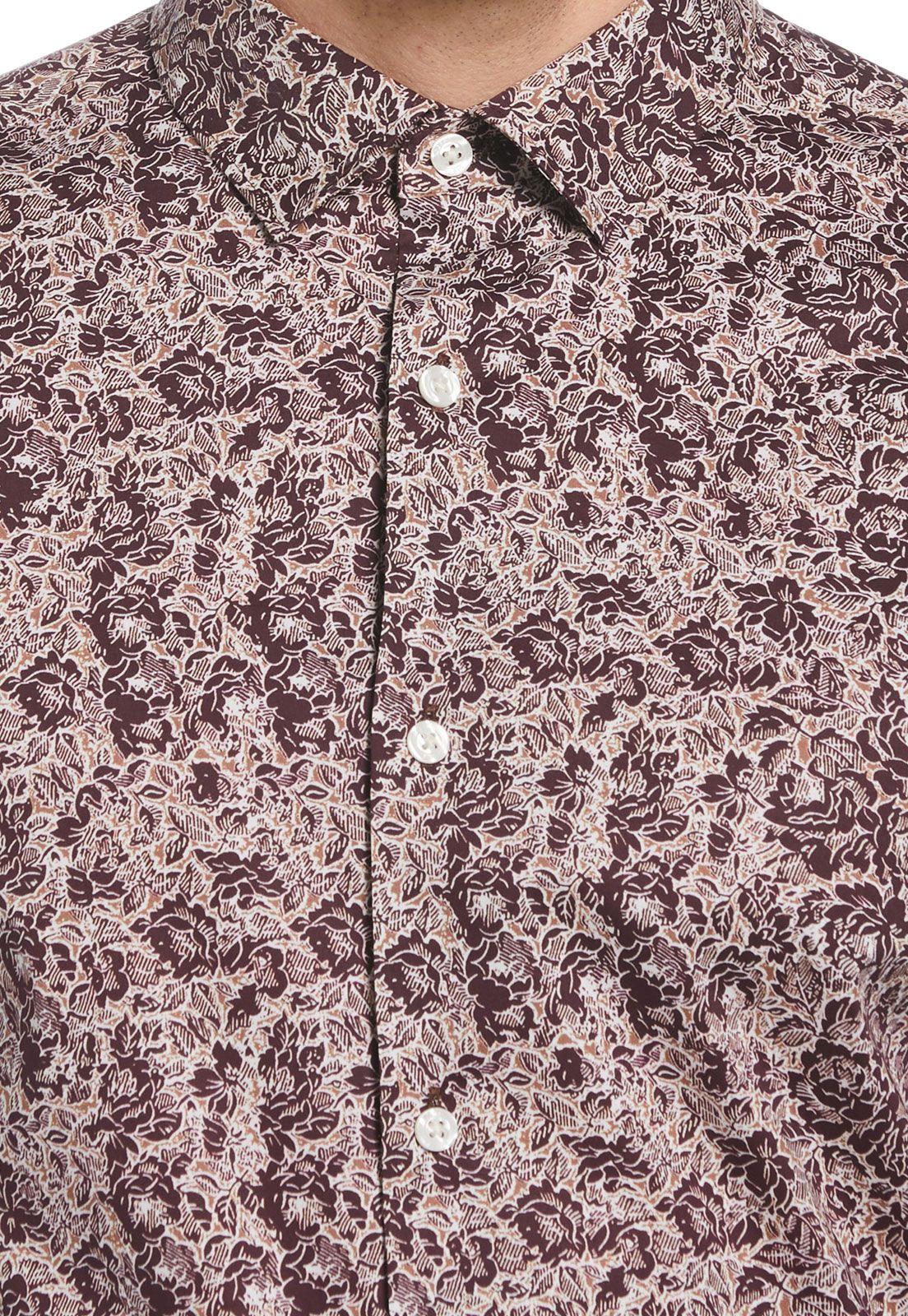 Camisa Casual Estampada Burdeo-2