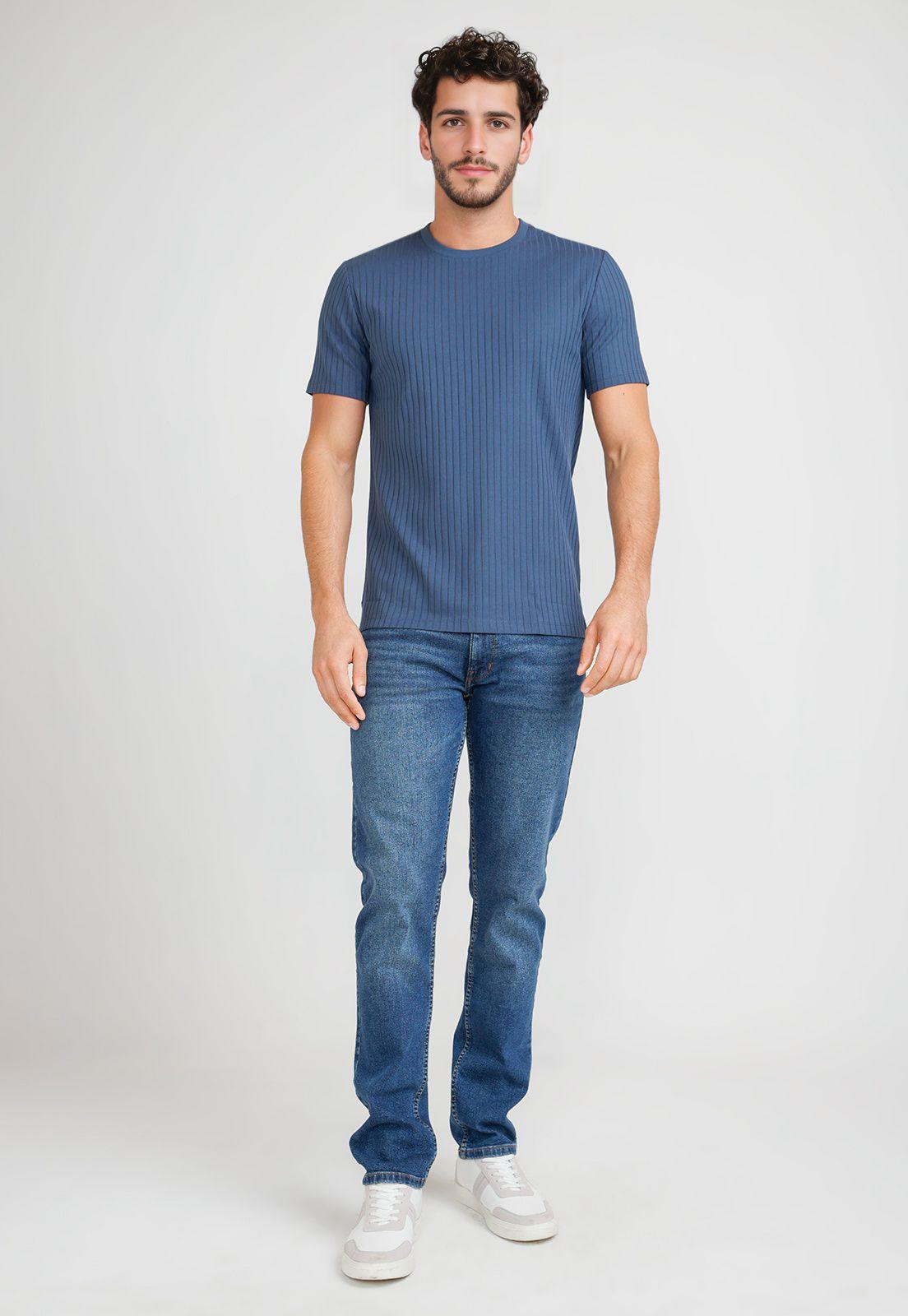 Polera Hombre Manga Corta Azul Piedra-3