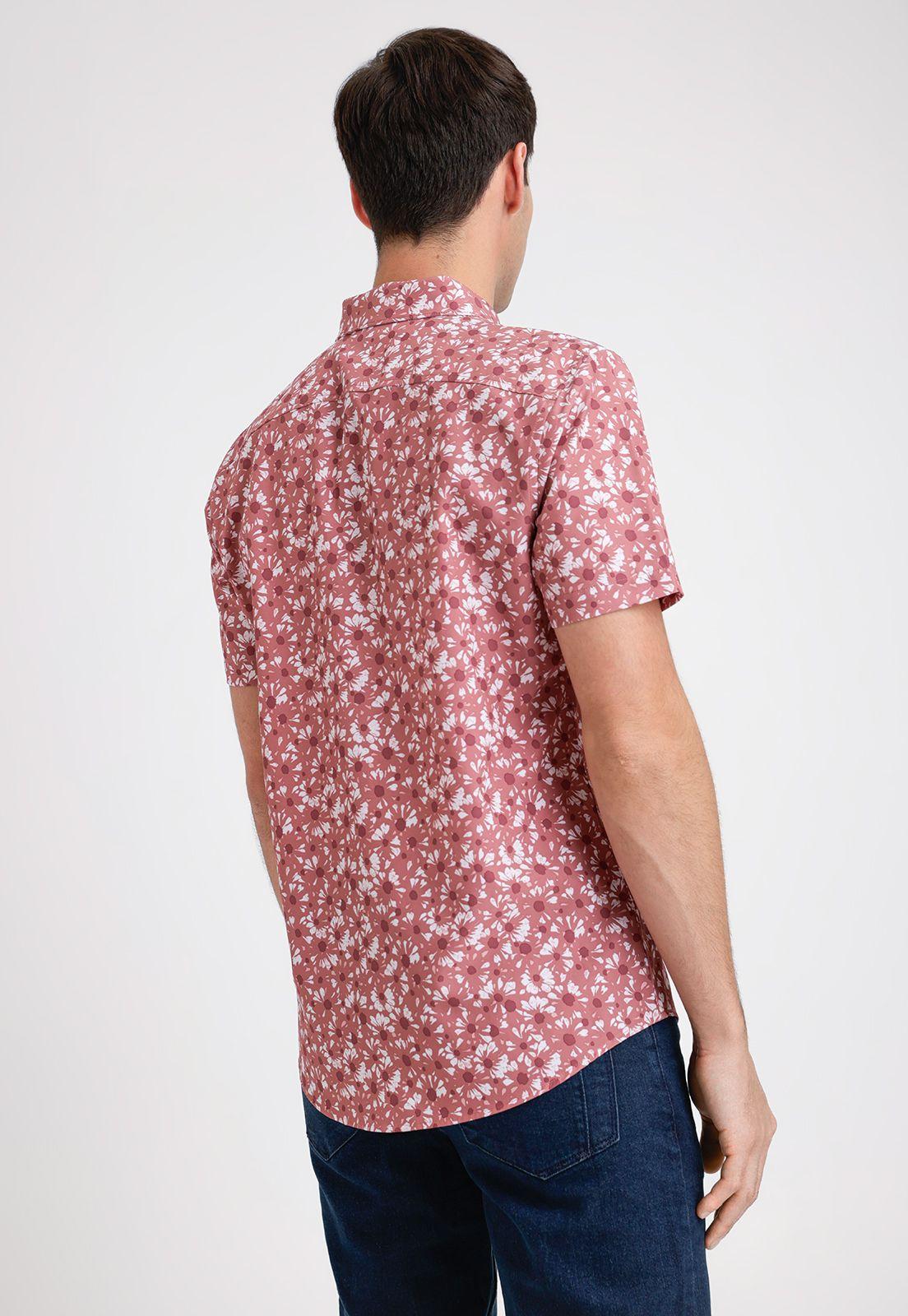 Camisa Hombre Manga Corta Estampada Rouge-1