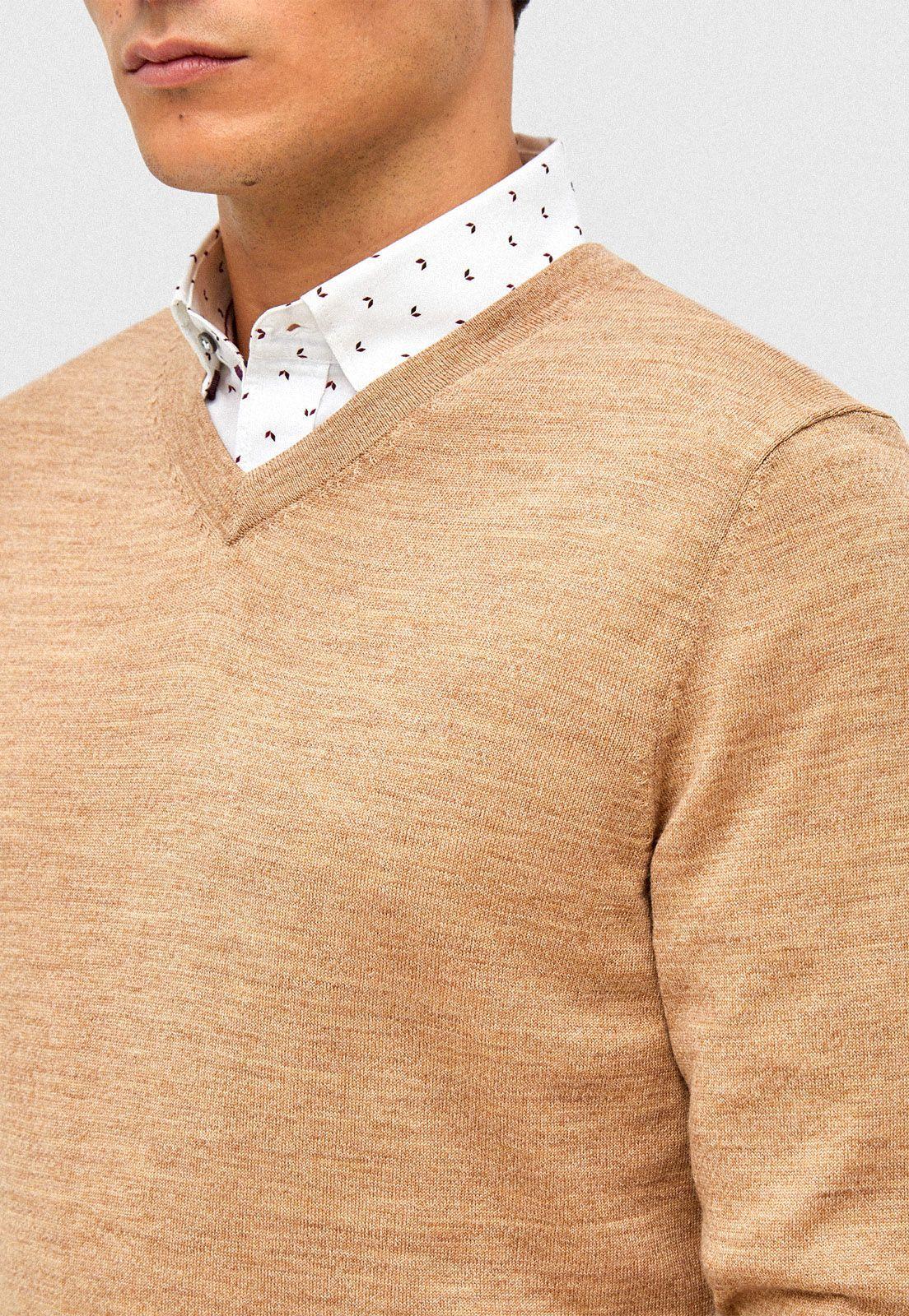 Sweater V Neck  café claro-2