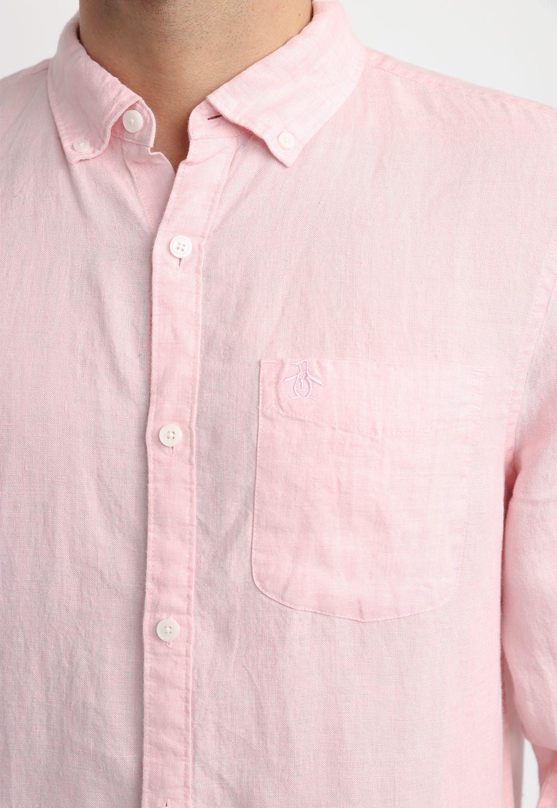 Camisa Hombre Lino Rosada OPWB0400-2