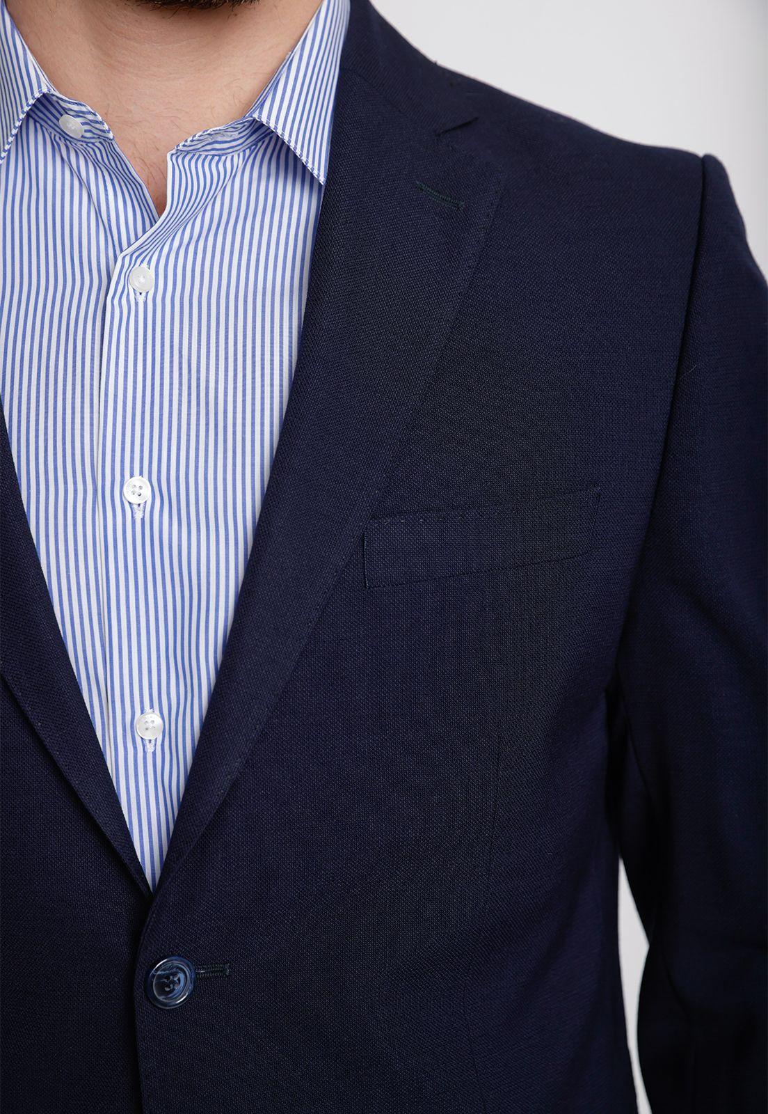 Traje Formal Hombre Lana Virgen Fantasía Slim Vercelli Azul Marino-2