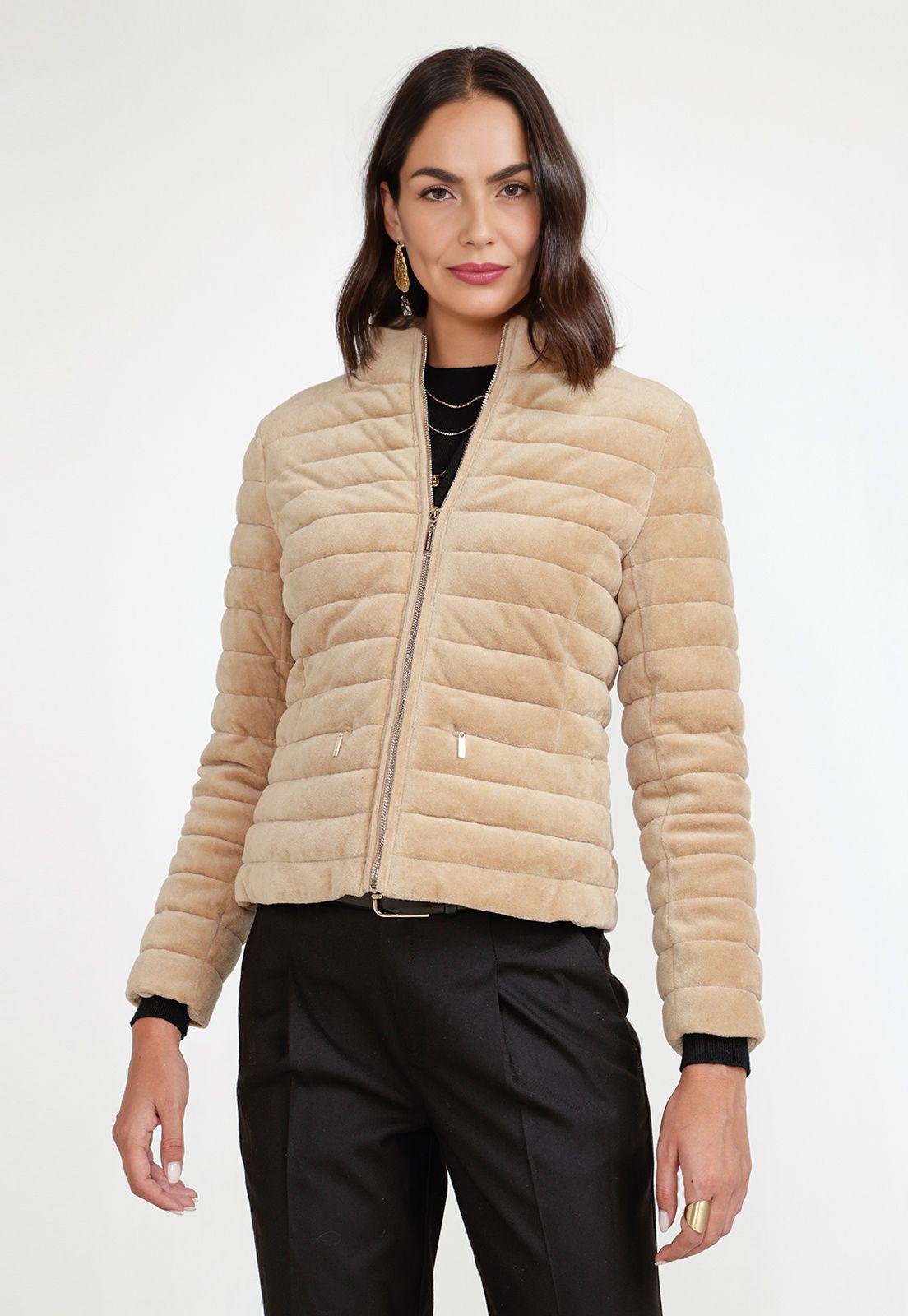 Parka Acolchada Mujer Algodón Beige-0