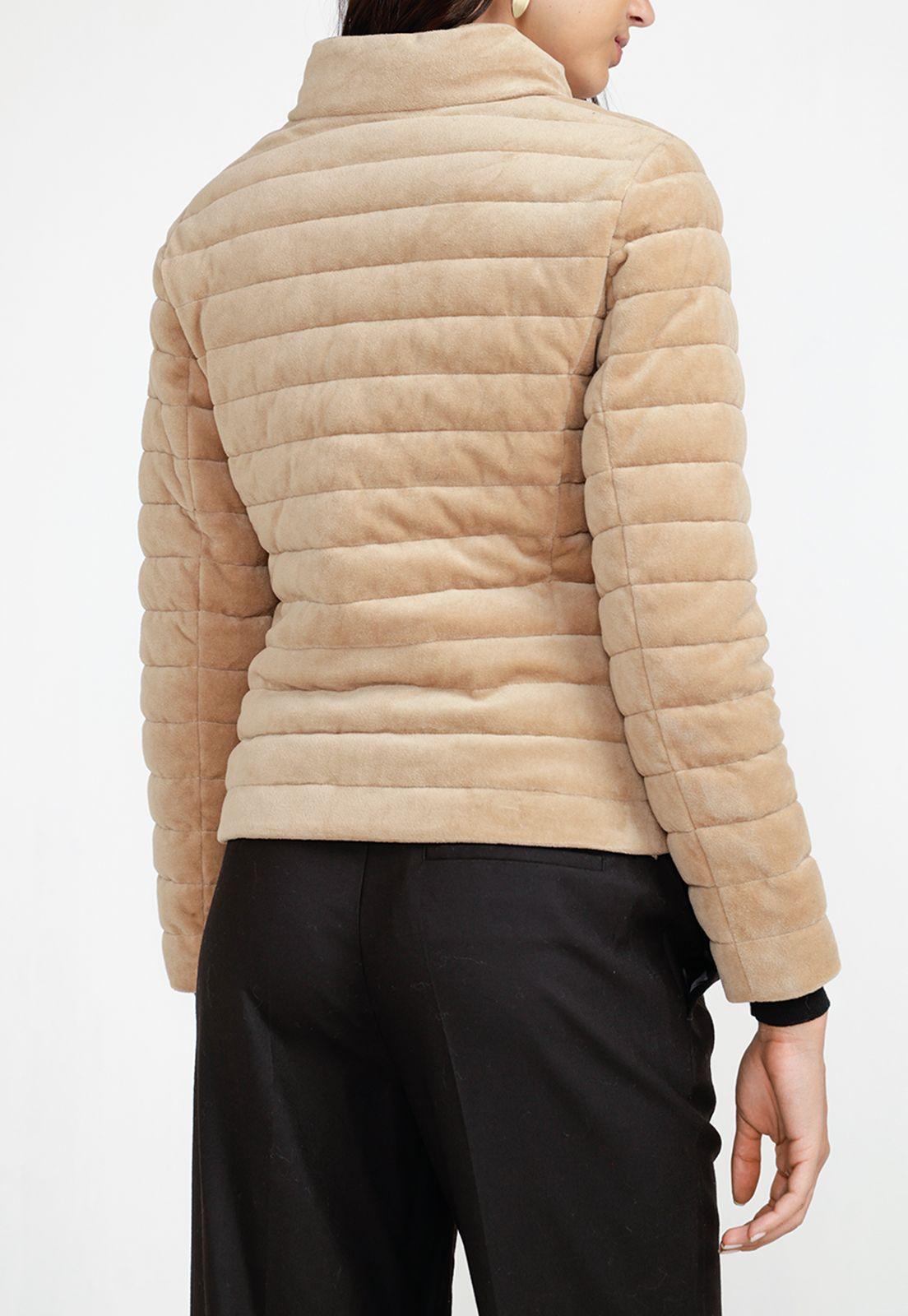 Parka Acolchada Mujer Algodón Beige-1