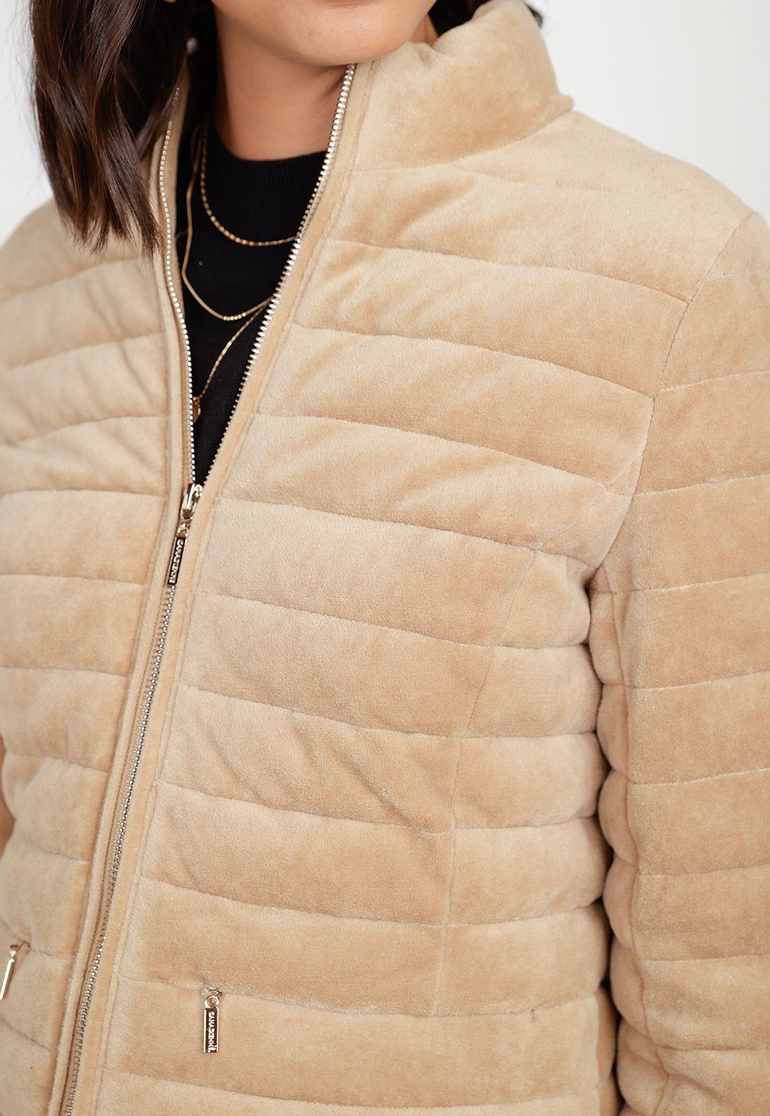 Parka Acolchada Mujer Algodón Beige-2