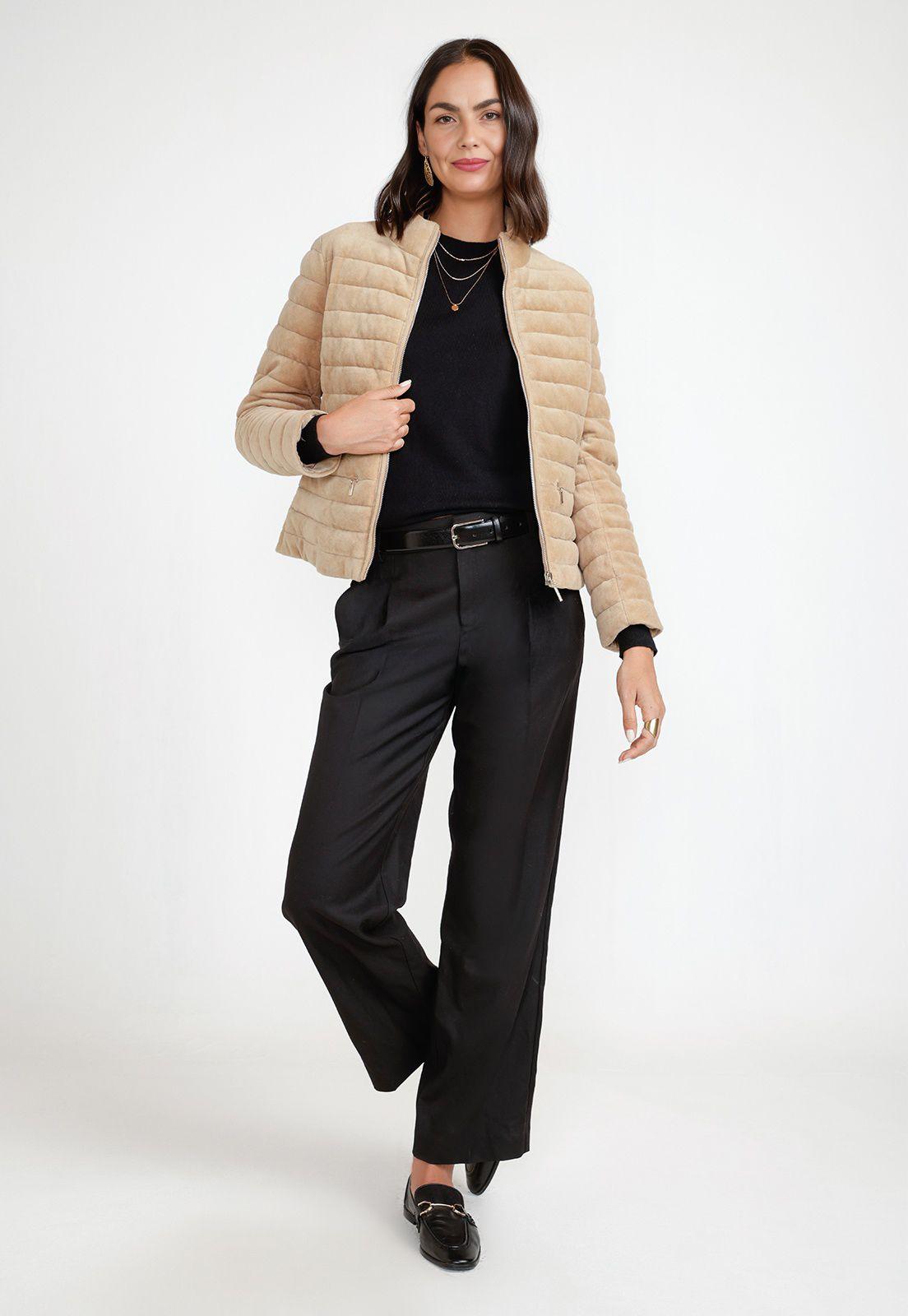 Parka Acolchada Mujer Algodón Beige-3