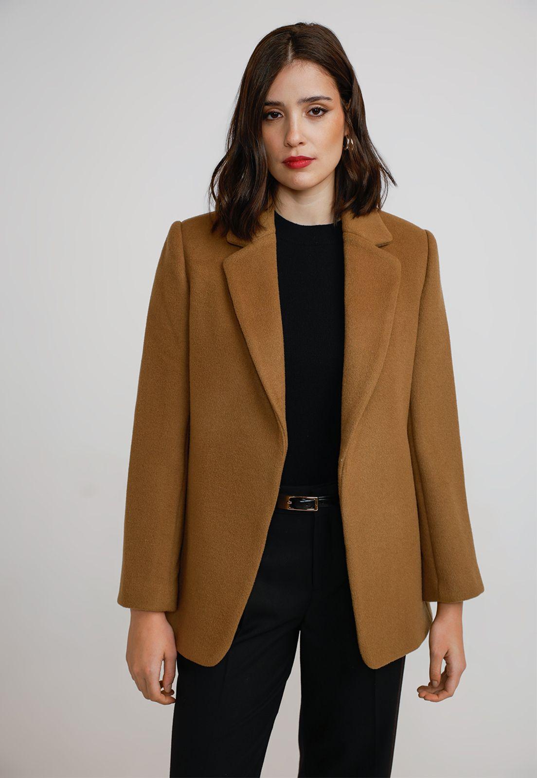 Blazer Mujer Lana Camel-0