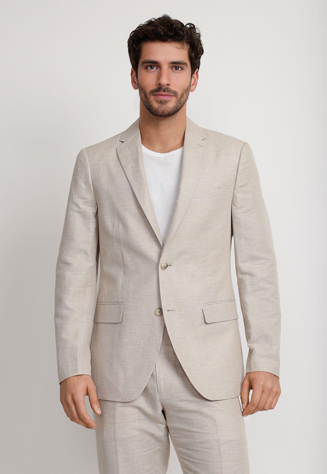 Chaqueta Formal Hombre Lino Natural-0