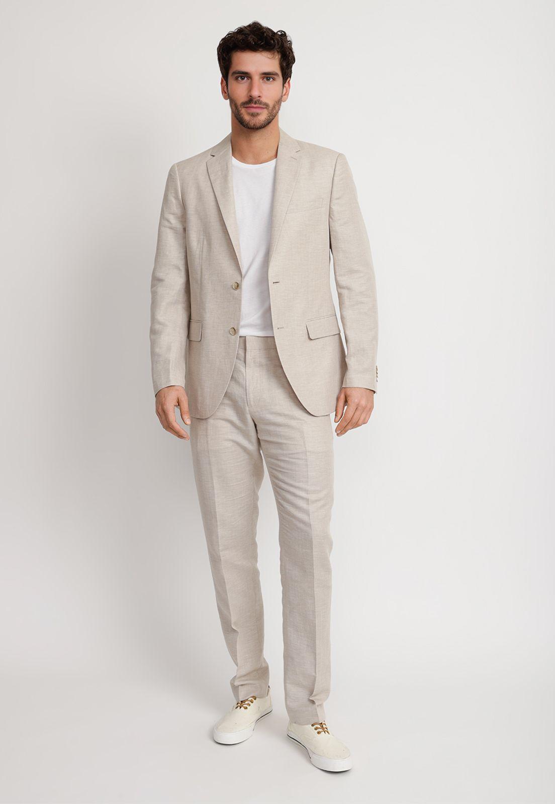 Chaqueta Formal Hombre Lino Natural-3