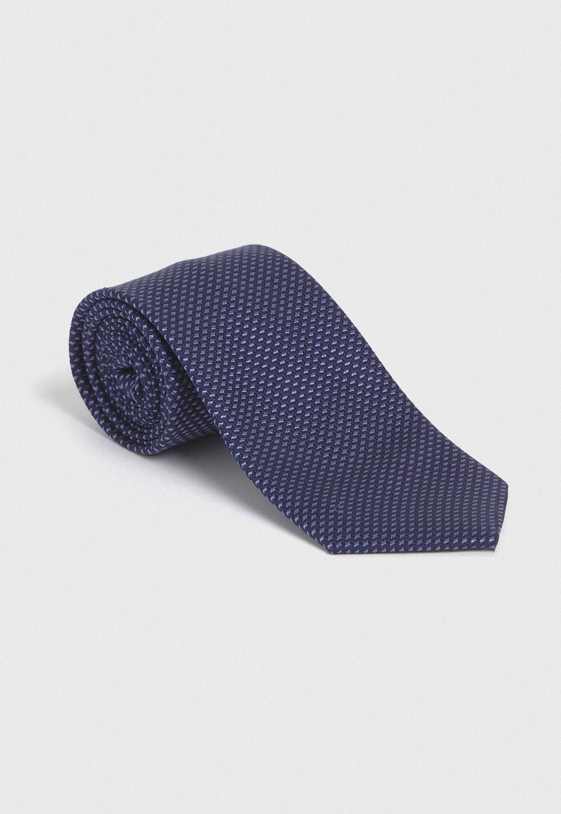 Corbata Formal Hombre Seda Diseño Travel Azul Marino-2
