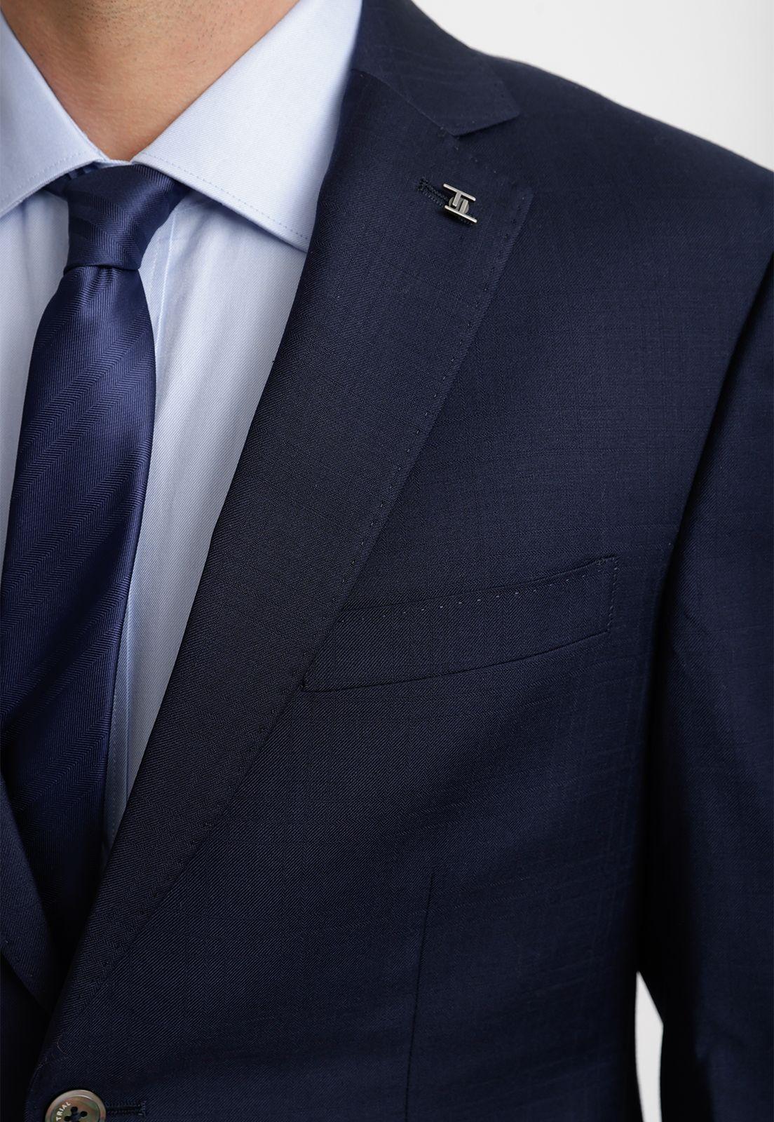Traje Hombre Formal Lana S120'S Seda Sartorial Azul Marino-2
