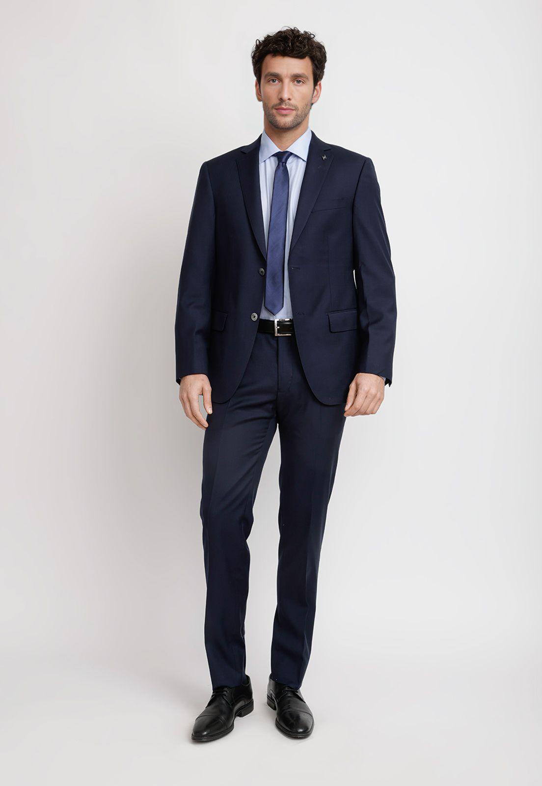 Traje Hombre Formal Lana S120'S Seda Sartorial Azul Marino-3