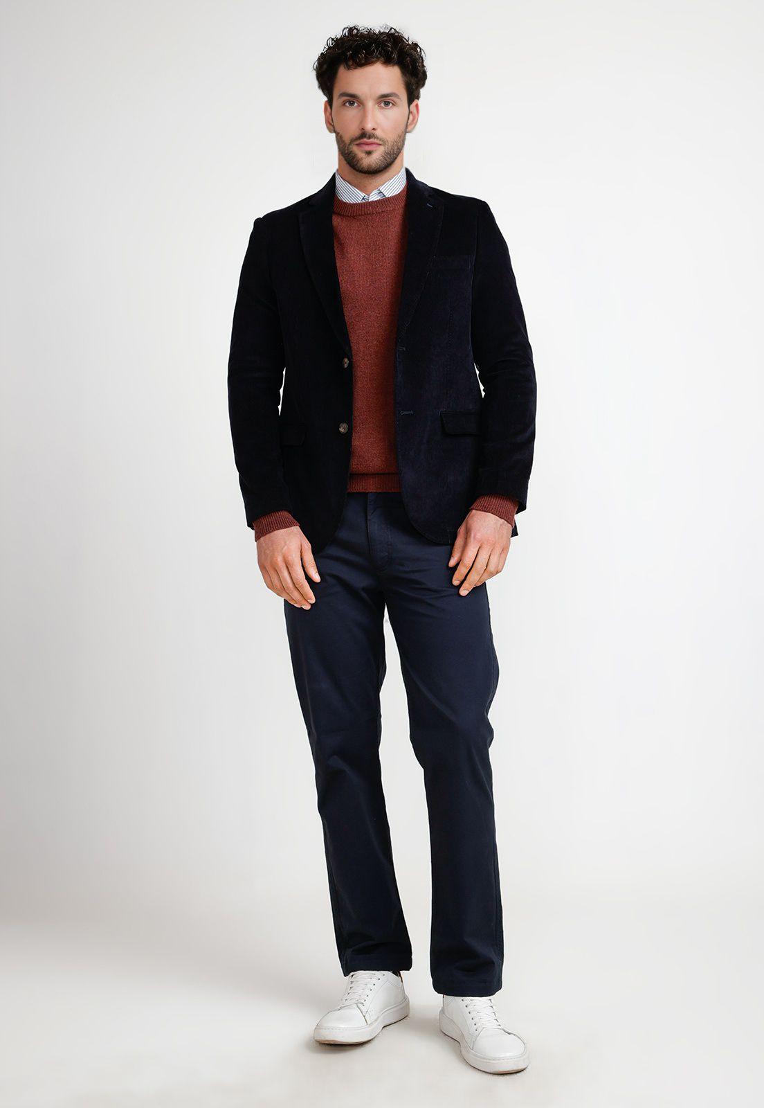 Chaqueta Hombre Cotelé Azul Marino-3