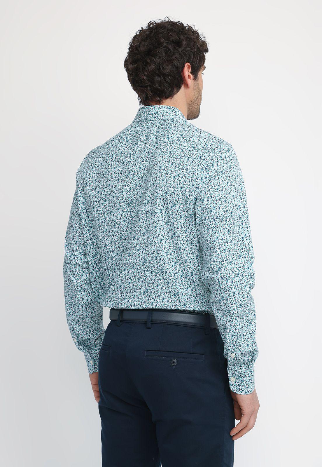 Camisa Hombre Estampada Verde 4KMW7022-1