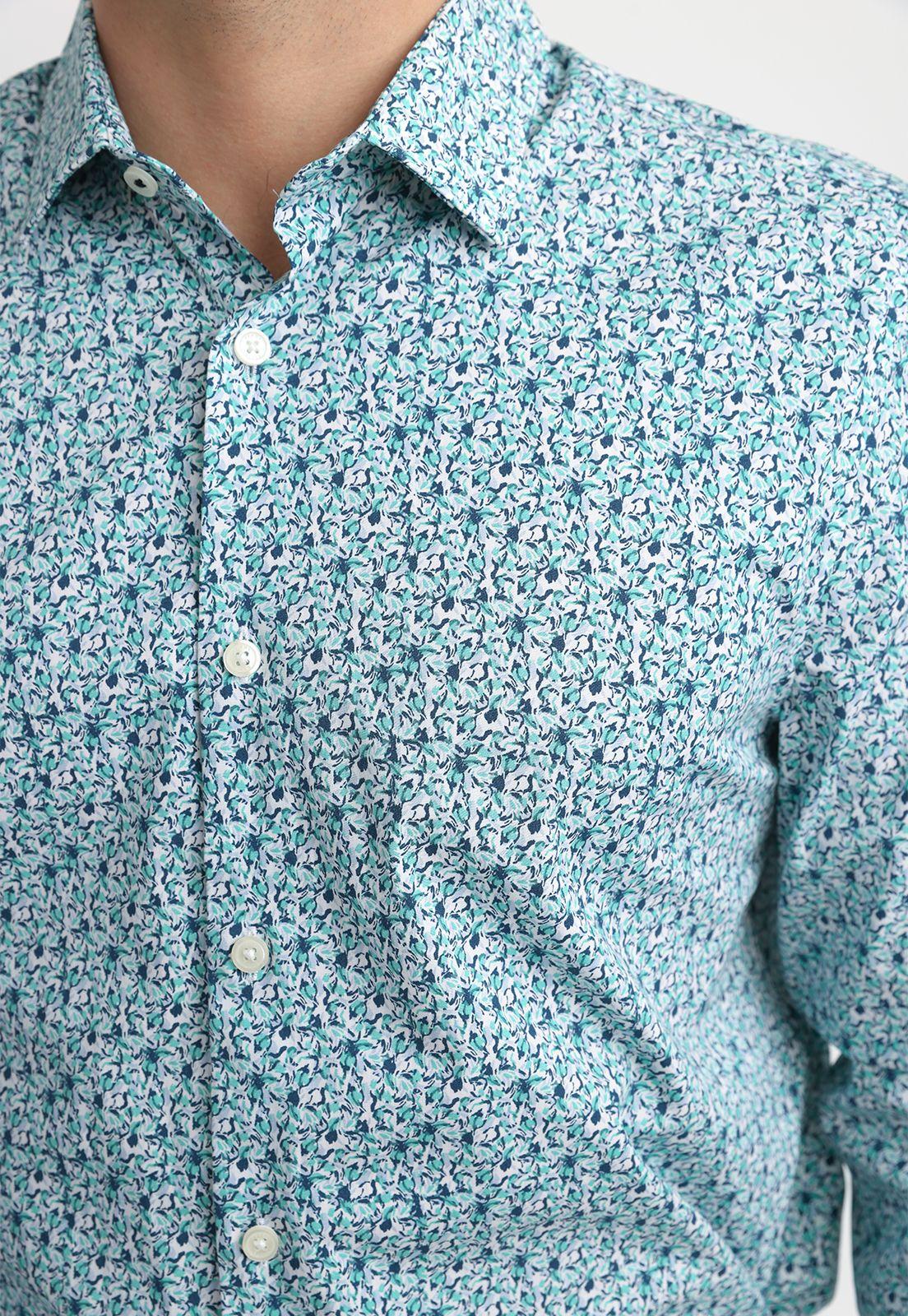 Camisa Hombre Estampada Verde 4KMW7022-2