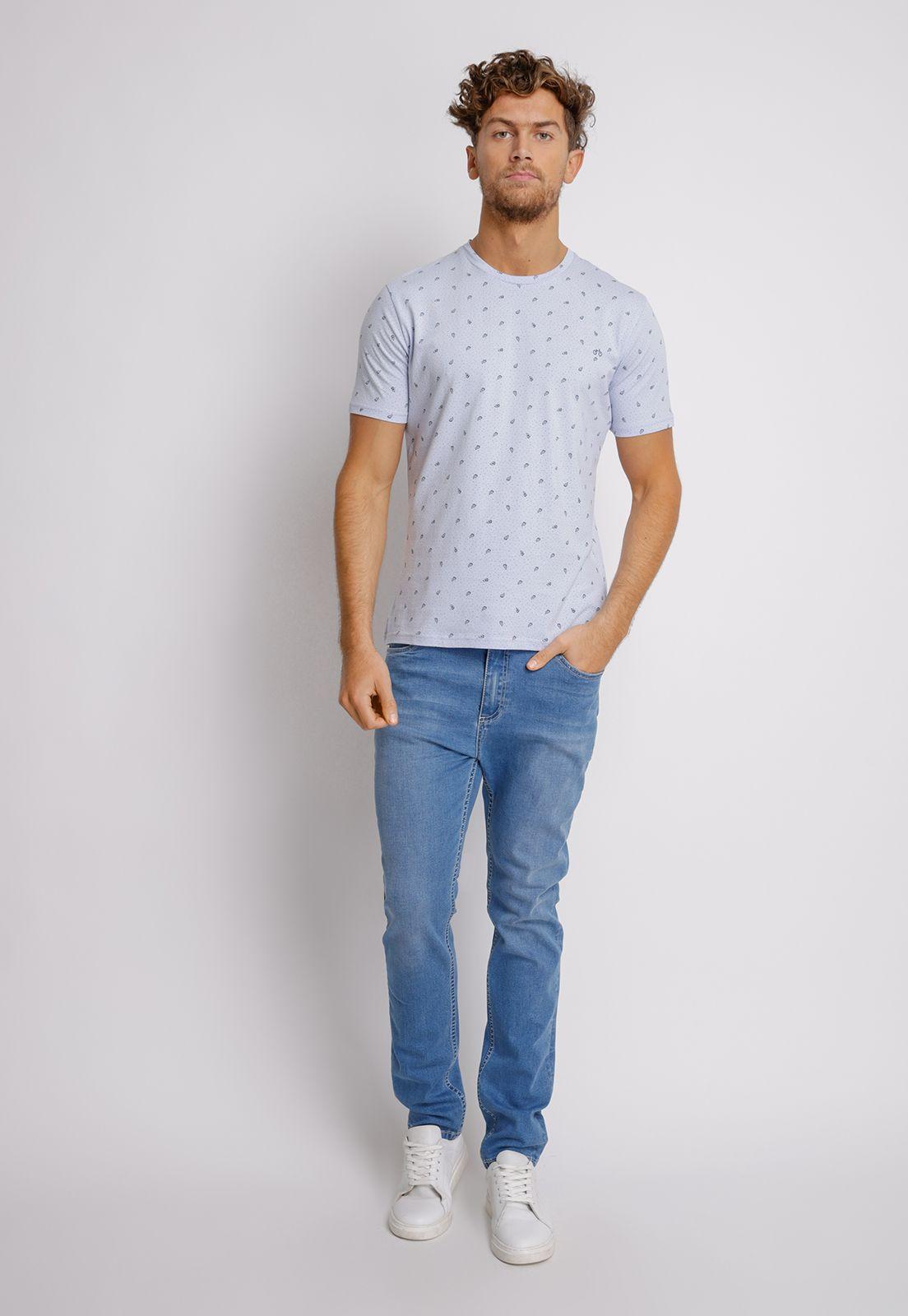 Polera hombre Slim Fit Miquele Algodón Celeste-3