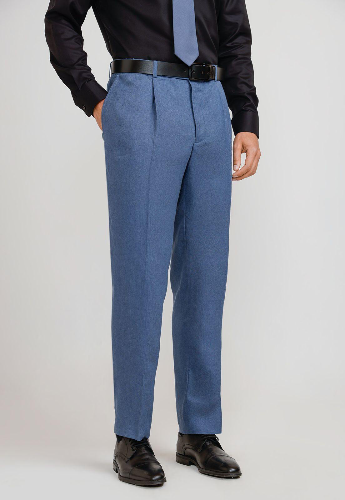 Pantalón Hombre Formal Lino Mix&Color Azul-0