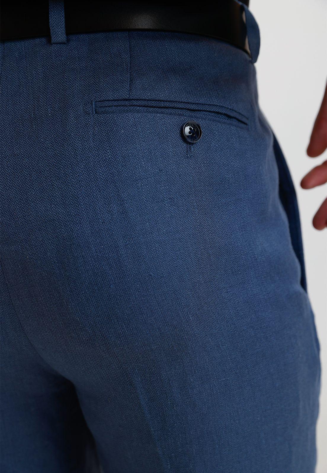 Pantalón Hombre Formal Lino Mix&Color Azul-2