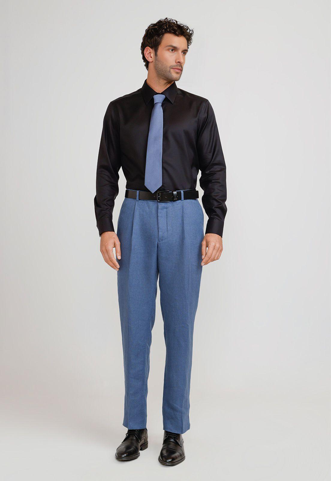 Pantalón Hombre Formal Lino Mix&Color Azul-3