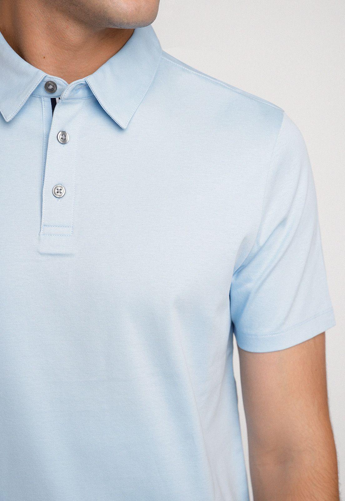 Polera Hombre Polo Lisa Celeste-2