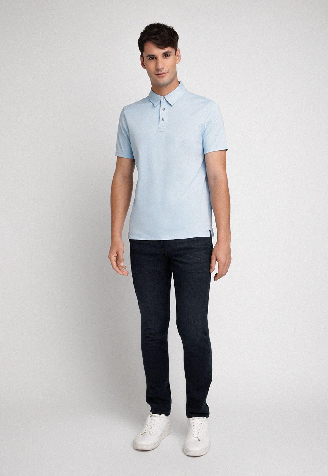 Polera Hombre Polo Lisa Celeste-3