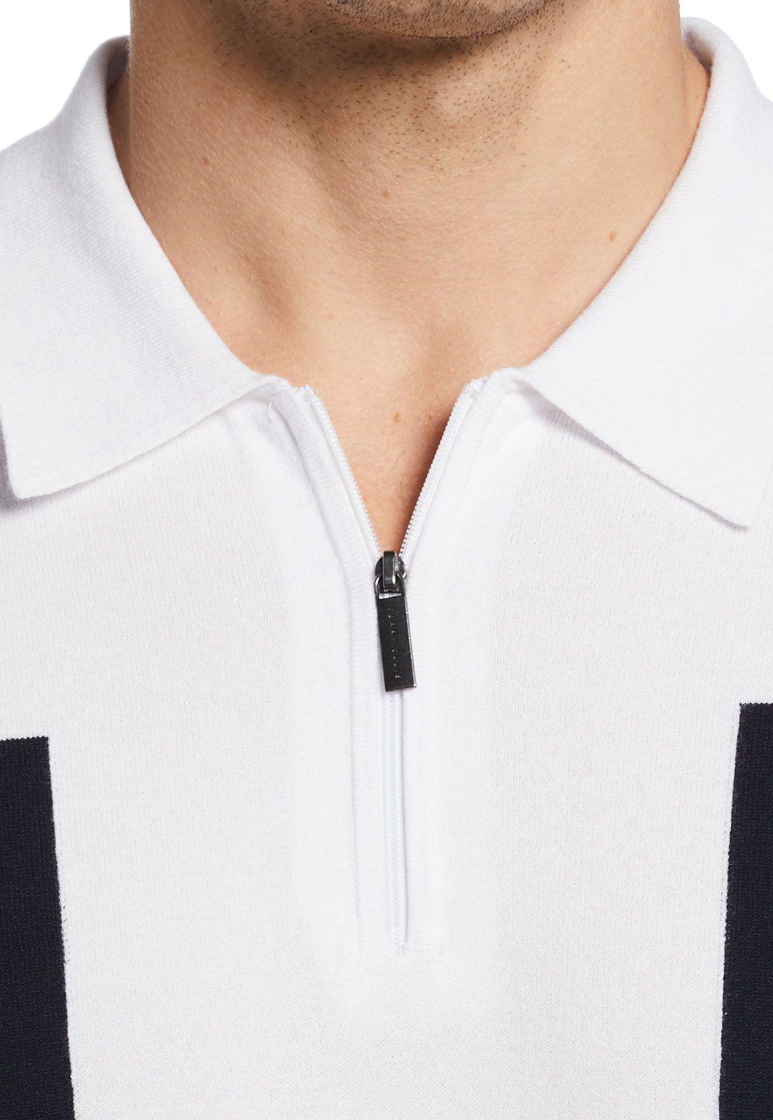Polera Tejida Casual Polo Blanco-2