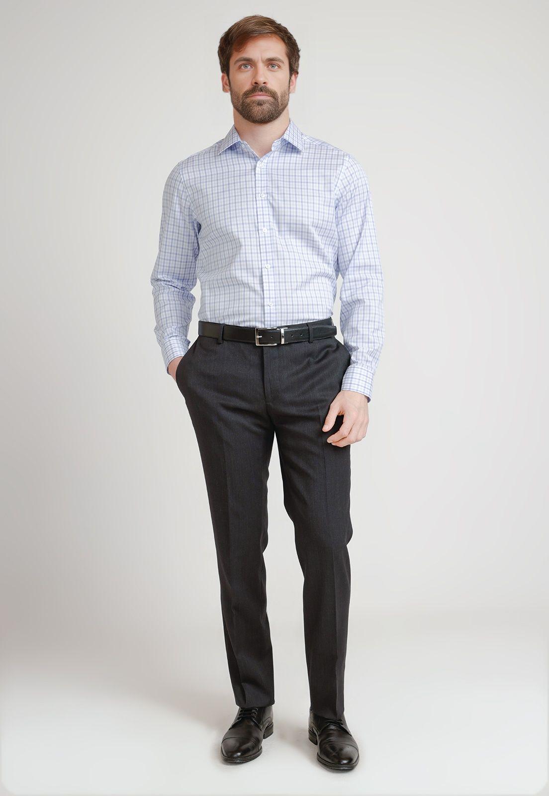 Camisa Hombre Formal Travel Blanco/Celeste-3