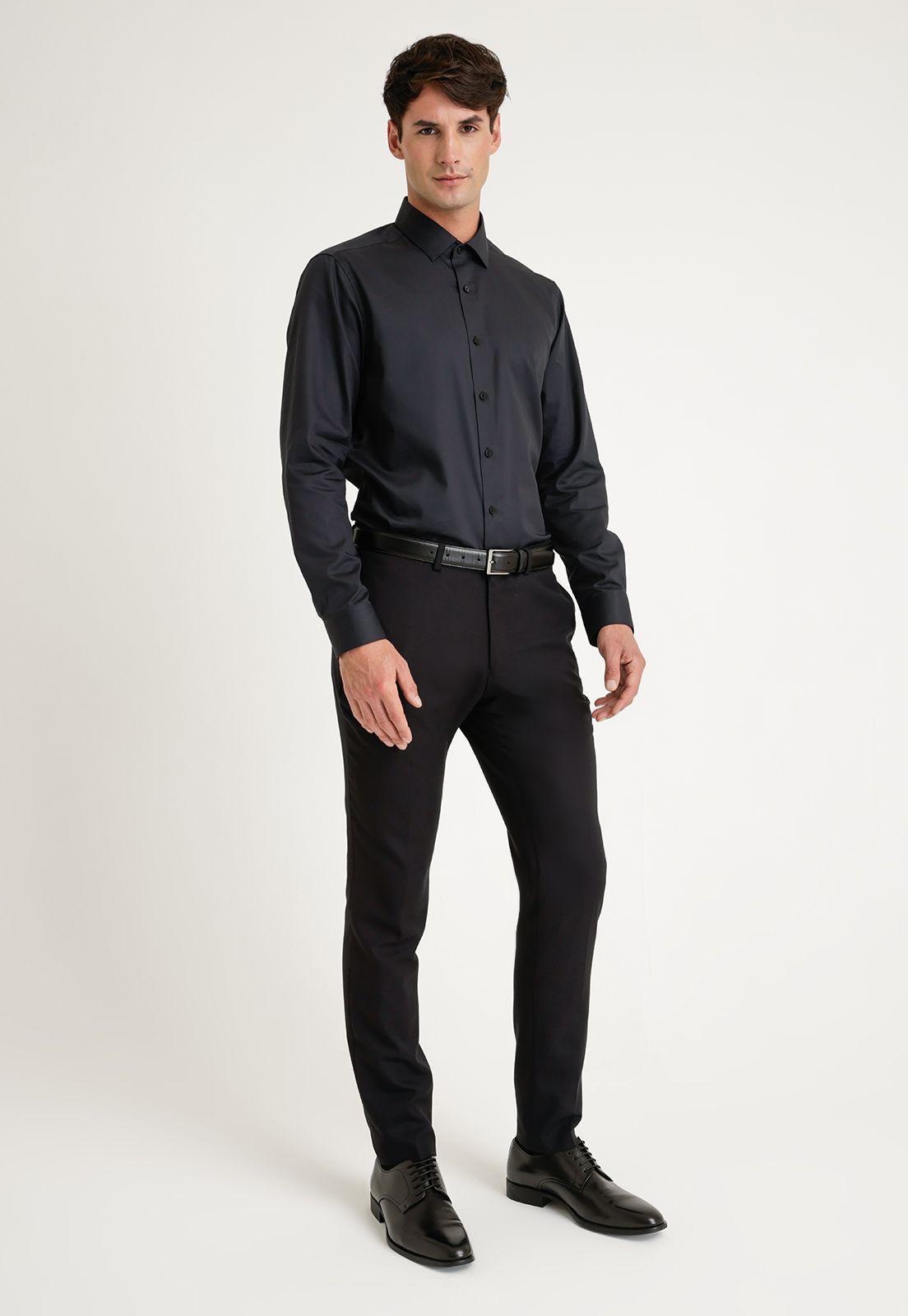 Camisa Formal Hombre Wrinkle Free (Evita Arrugas) Negro-3