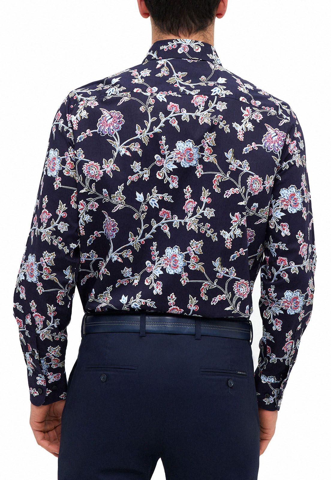 Camisa Navy Estampada Flores-1
