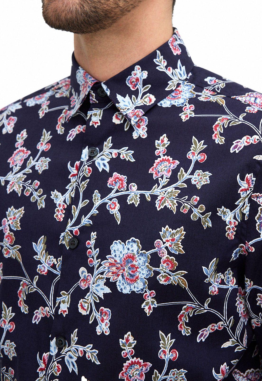 Camisa Navy Estampada Flores-2