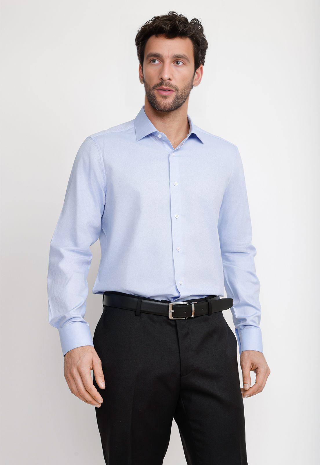 Camisa Hombre Formal Dobby Classic B Celeste-0